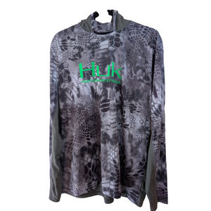 Huk Men's Mandrake Kryptek Performance Pullover Hoodie Gray Camouflage • Large